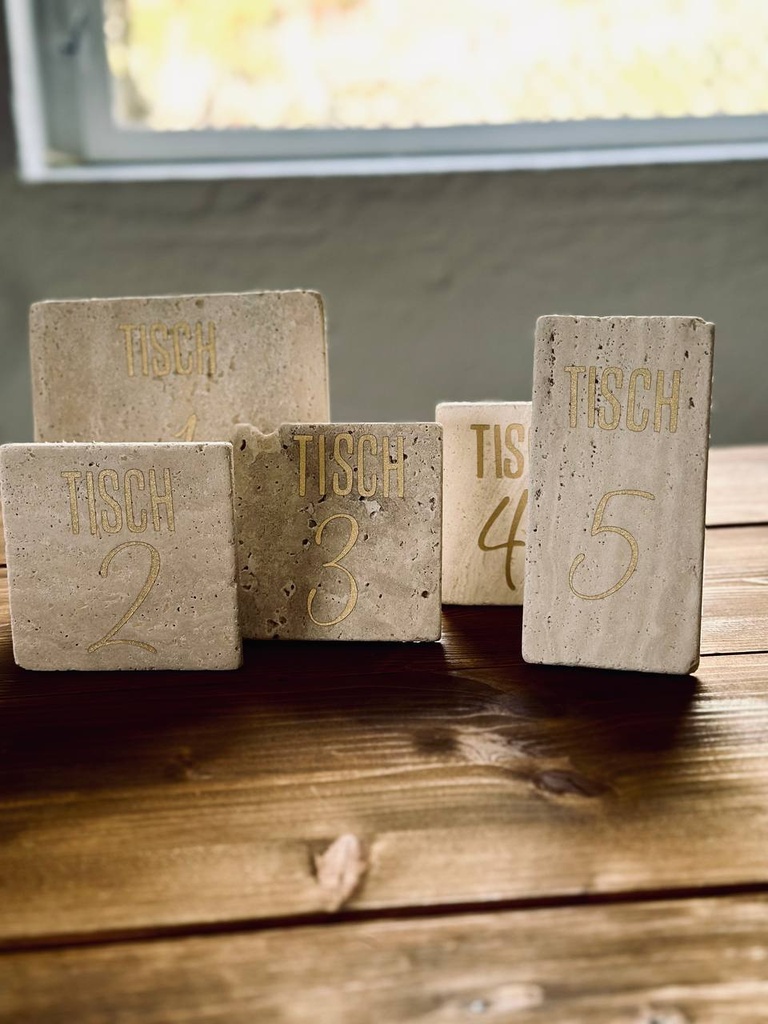 Naturstein-Tischnummern 1-5