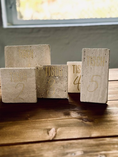 Naturstein-Tischnummern 1-5